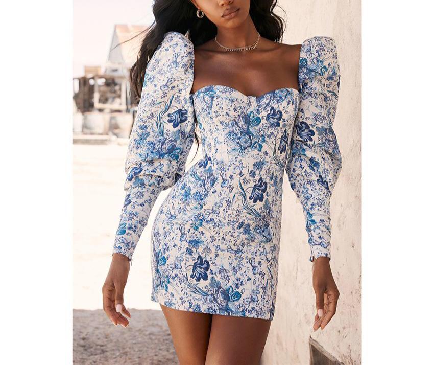 Floral Puff Sleeve Mini Dress