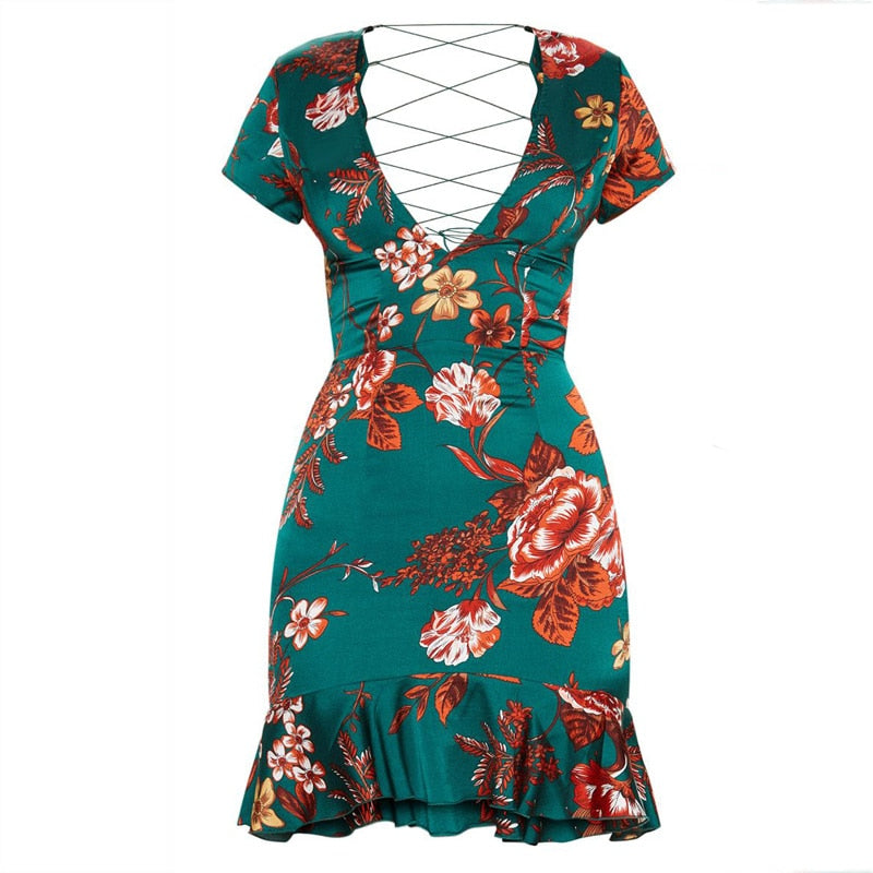 Dani Back Criss-Cross Silk Floral Dress | HauteBriZCouture Dani Back Criss-Cross Silk Floral Dress | HauteBriZCouture