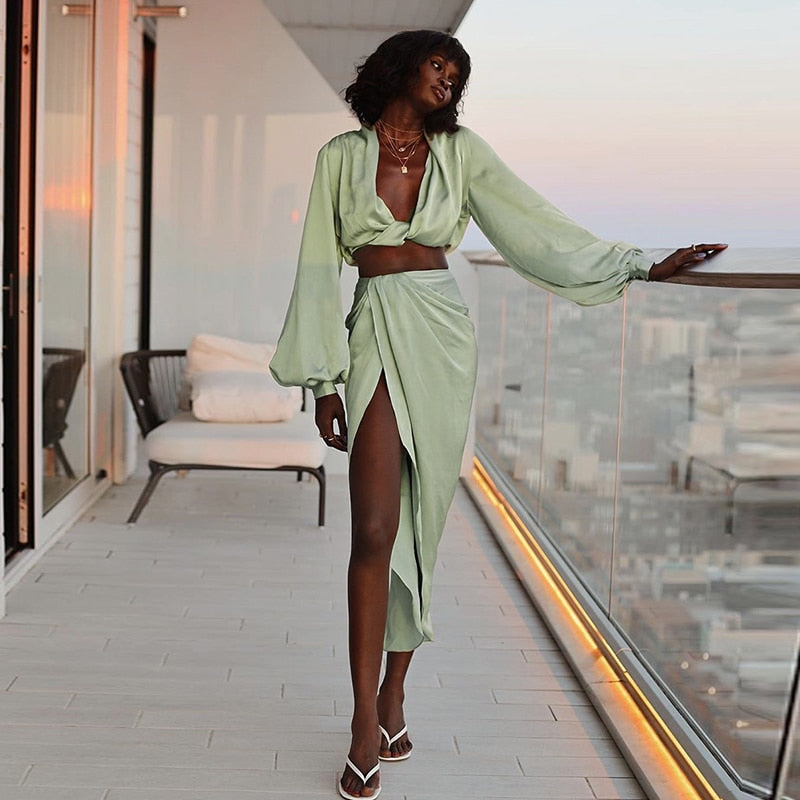 Goddess Two Piece Set in Green | HauteBriZCouture.com Goddess Two Piece Set in Green | HauteBriZCouture.com