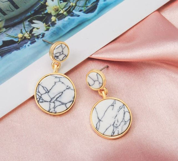 Gia - Geometric Marble Earrings Full Spheres