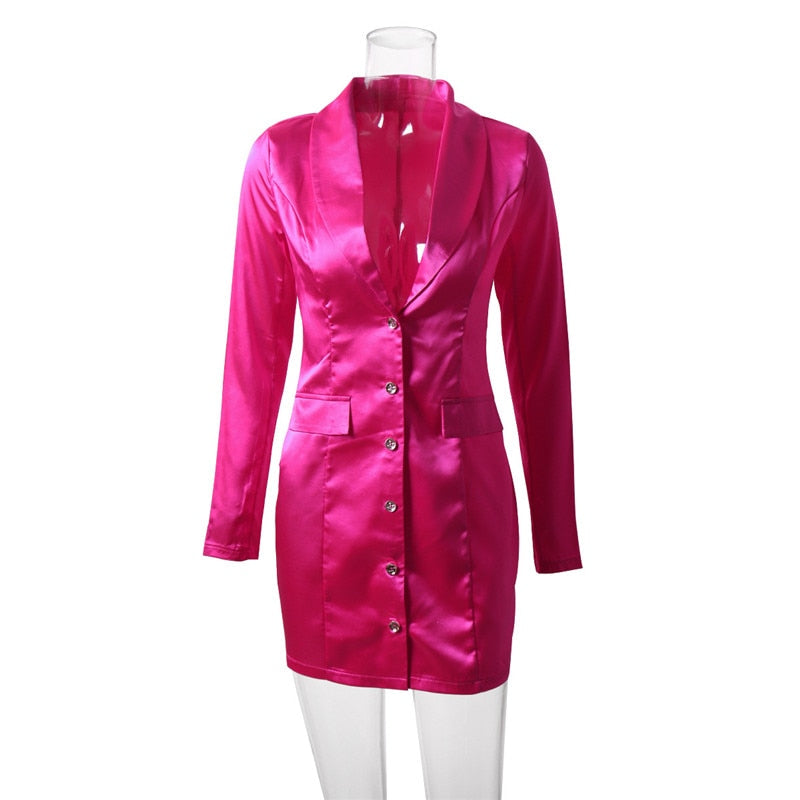 satin blazer dress Satin Blazer Dress: Silky Mini Dress