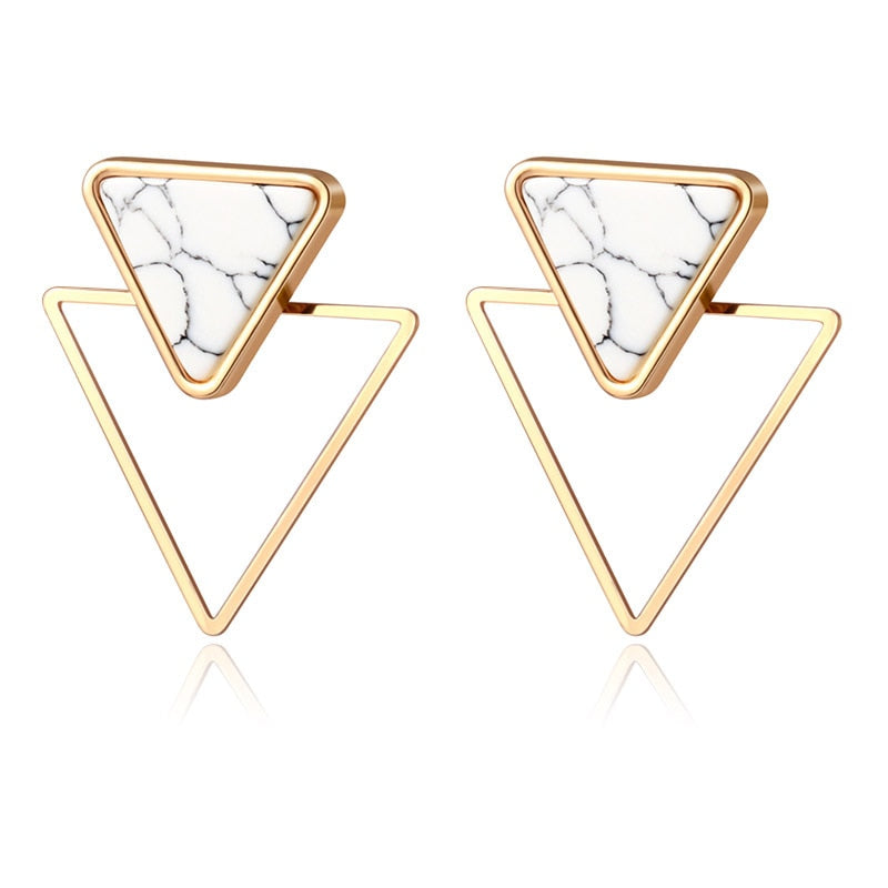 Gia - Geometric Marble Earrings