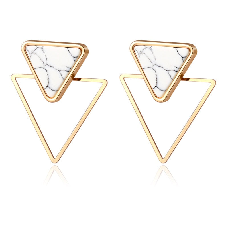 Gia - Geometric Marble Earrings Pyramid