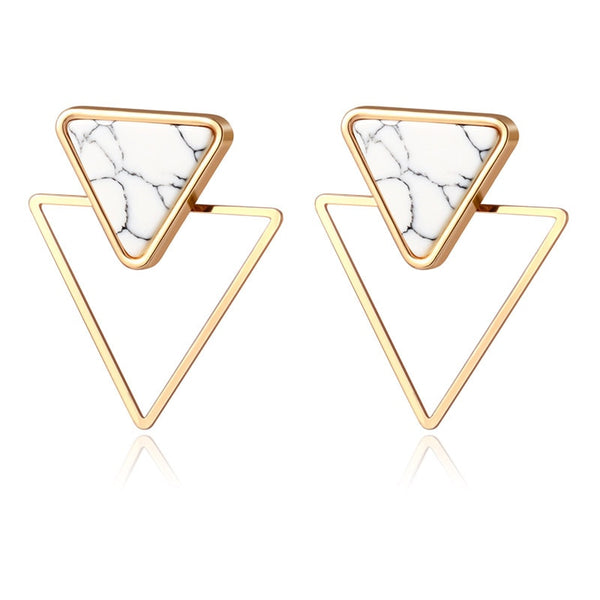Gia - Geometric Marble Earrings Pyramid