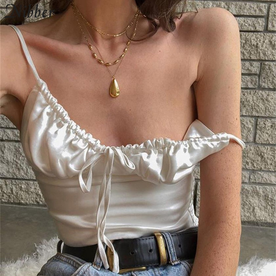 Elegant Vintage Satin Crop Top Cami