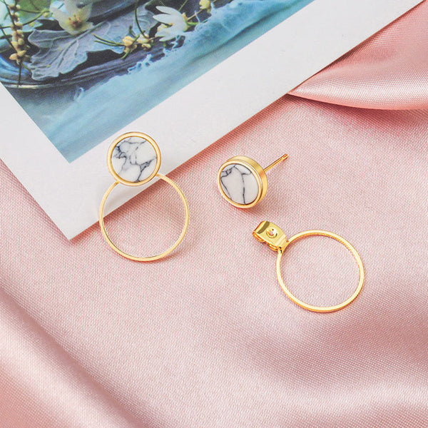 Gia - Geometric Marble Earrings Hollow Spheres