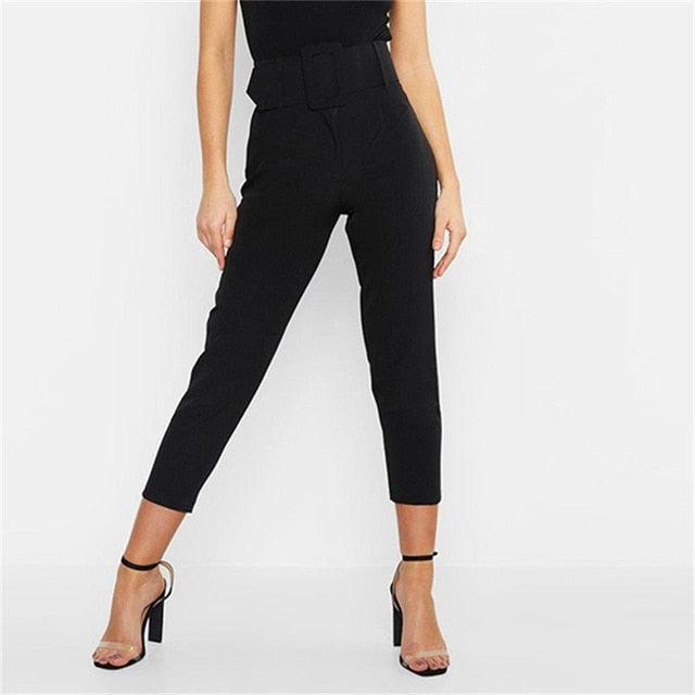 High Waist Ankle Length Suit Trousers