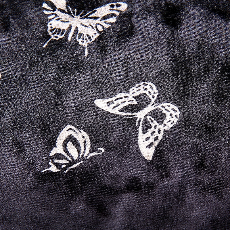 Black Velvet Butterflies Backless Chain Crop Top